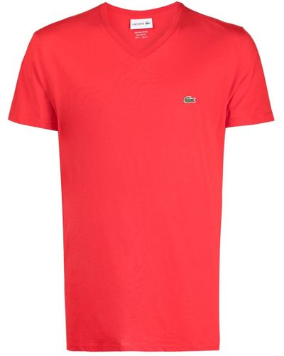 Lacoste T-shirt Met Geborduurd Logo - Rood