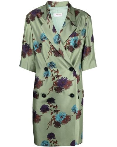Alberto Biani Floral Print Double-breasted Dress - Green