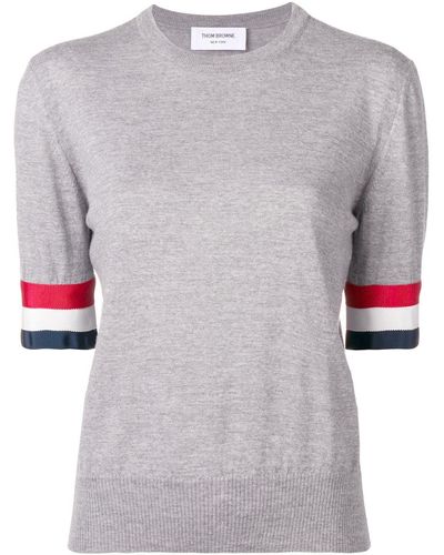 Thom Browne Camiseta Rwb de lana merina con puños ribeteados - Gris