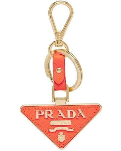 Prada Leather Logo-charm Key Ring - White
