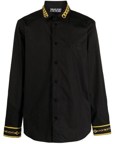 Versace Chain Couture Katoenen Overhemd - Zwart