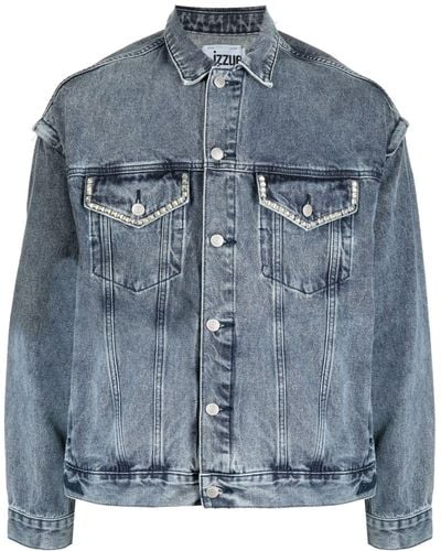 Izzue Detachable-sleeves Button-up Denim Jacket - Blue