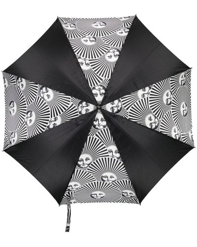 Fornasetti Soli A Ventaglio Printed Umbrella - Black