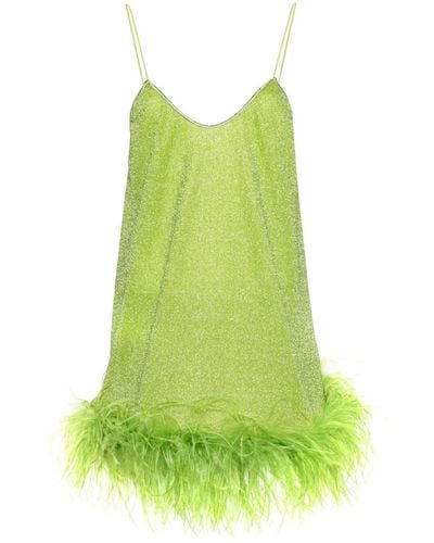 Oséree Lumiere Plumage Short Dress - Green