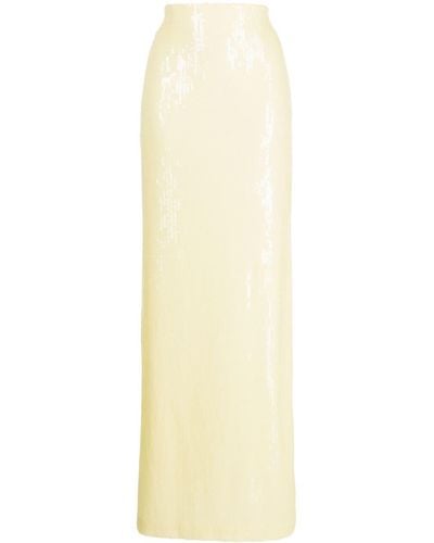 Galvan London Falda con detalles de lentejuelas y cintura alta - Blanco