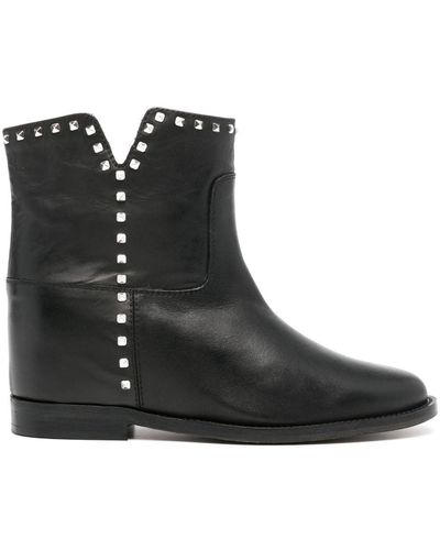 Via Roma 15 Studded Suede Boots - Black