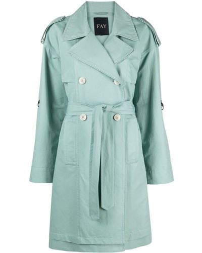 Fay Lobster-claw Double-breasted Coat - Green