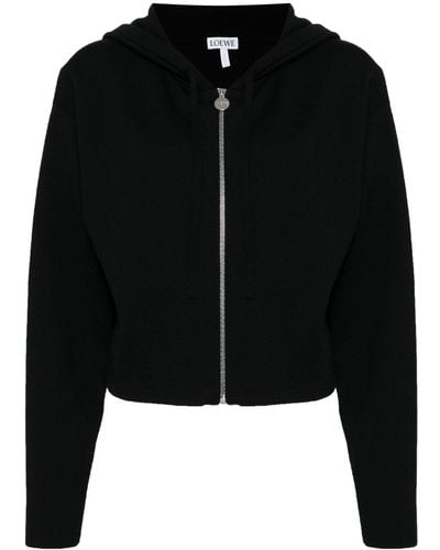 Loewe Anagram Zip-up Hooded Jacket - Black