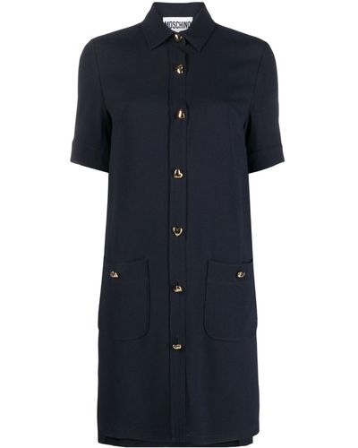Moschino Heart-button Short-sleeve Dress - Blue