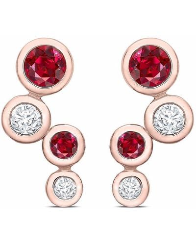 Pragnell 18kt Rose Gold Bubbled Ruby And Diamond Earrings - Pink