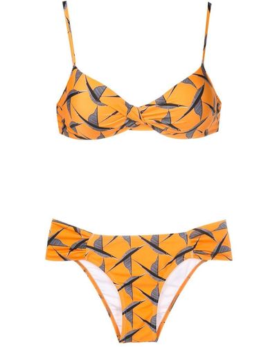 Lygia & Nanny Vitória Bird-print Bikini Set - Orange