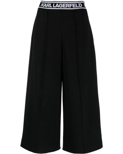 Karl Lagerfeld Logo-waistband Culottes - Black