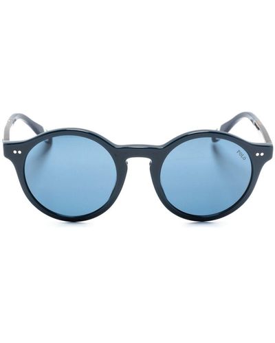 Polo Ralph Lauren Runde Sonnenbrille in Schildpattoptik - Blau