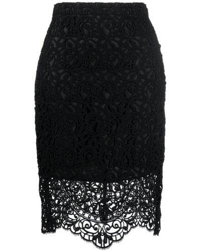 Burberry Falda de tubo con encaje de macramé - Negro
