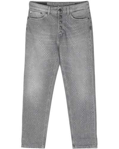Dondup Koons Cropped Jeans Met Stras - Grijs