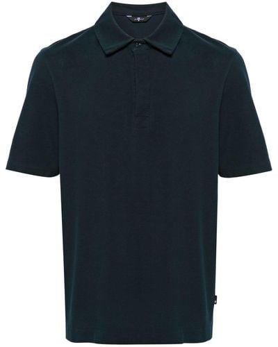 7 For All Mankind Buttoned Cotton Polo Shirt - Blue