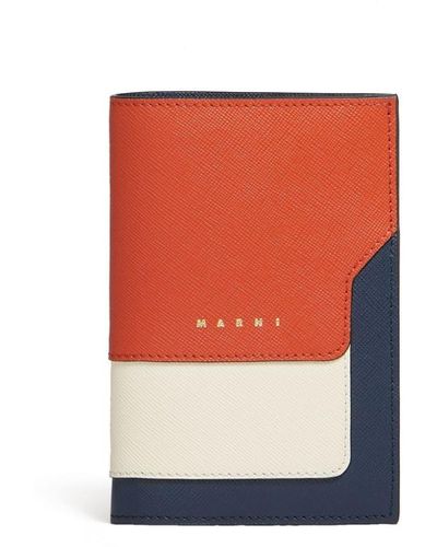 Marni Portefeuille en cuir à design colour block - Rouge