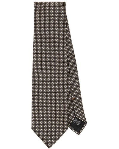 Zegna Patterned-jacquard Silk Tie - Grey