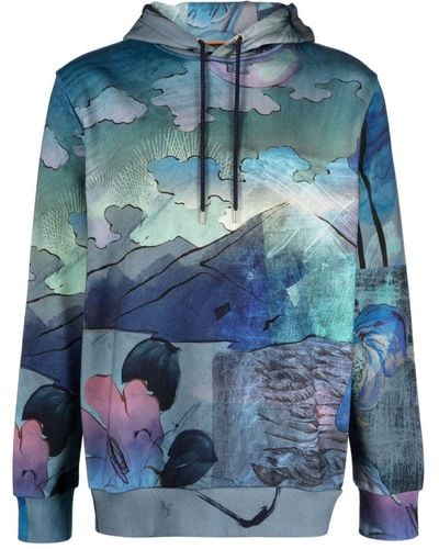 Paul Smith Graphic-print Cotton Hoodie - Blue