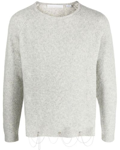 Random Identities Long-sleeved Chain-embellished Sweater - White