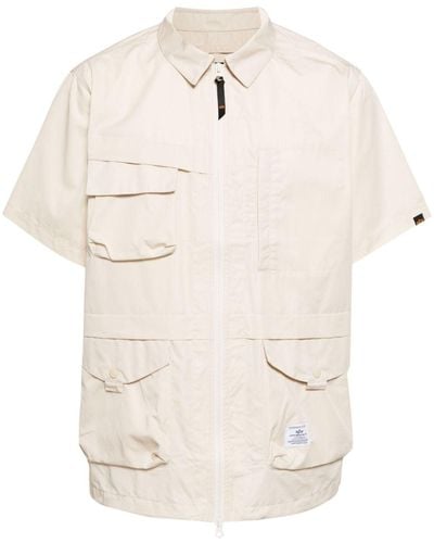 Alpha Industries Cargo-pocket Zip-front Shirt Jacket - Natural
