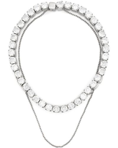 Jil Sander Double-chain Zirconia Necklace - White