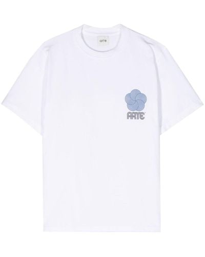 Arte' T-shirt con stampa Teo Circle Flower - Bianco