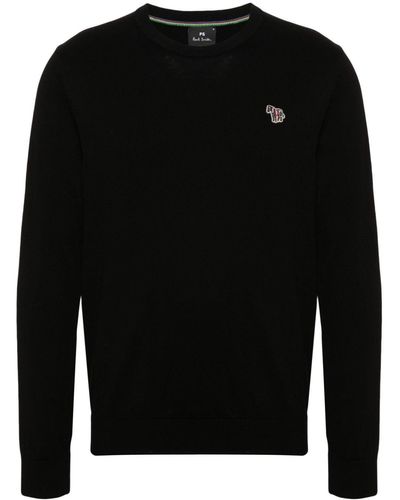 PS by Paul Smith Zebra-motif Cotton Sweater - Black