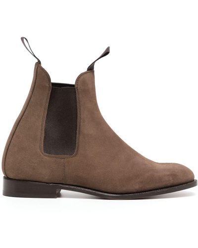 Tricker's Elasticated-panels Suede Ankle Boots - Brown