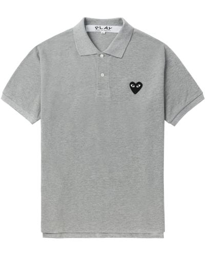 COMME DES GARÇONS PLAY Heart-appliqué Cotton Polo Shirt - Grey