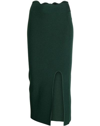 Galvan London Delia Knitted Pencil Skirt - Green