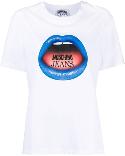 Moschino Jeans T-shirt Met Logoprint - Wit