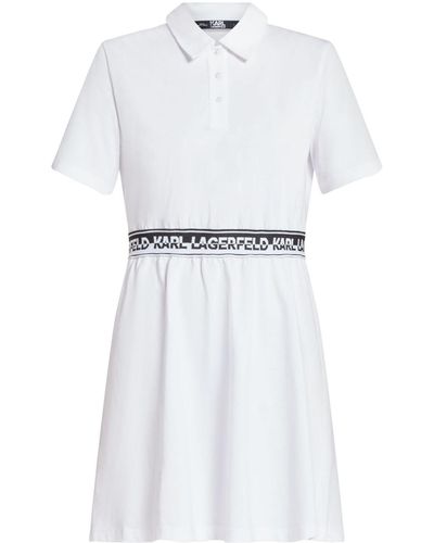 Karl Lagerfeld Karl Logo Jersey Polo Dress - White