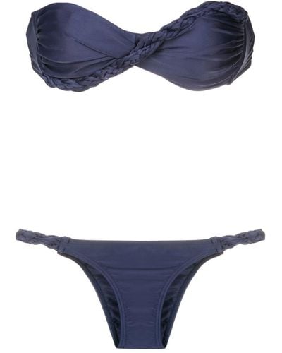 Amir Slama Bikini Met Gevlochten Detail - Blauw