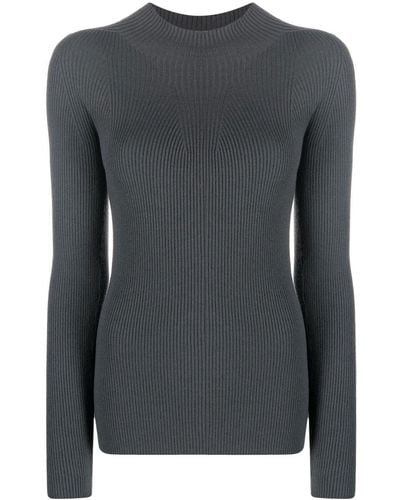 Emporio Armani Long-sleeved Ribbed-knit Sweater - Grey
