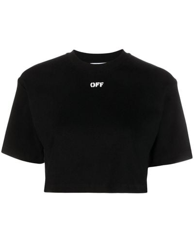 Off-White c/o Virgil Abloh T-shirt crop à logo imprimé - Noir