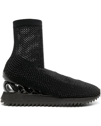 Le Silla Gilda Crystal-embellished High-top Sneakers - Black