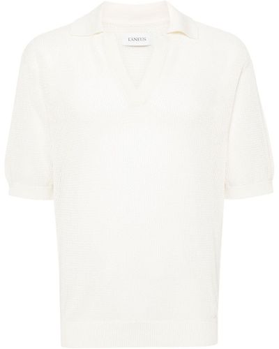 Laneus Mesh Cotton Polo Shirt - White