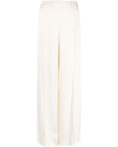 Jil Sander Pressed-crease Elasticated-waist Flared Trousers - White