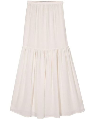 Max Mara Gathered Virgin-wool Maxi Skirt - White