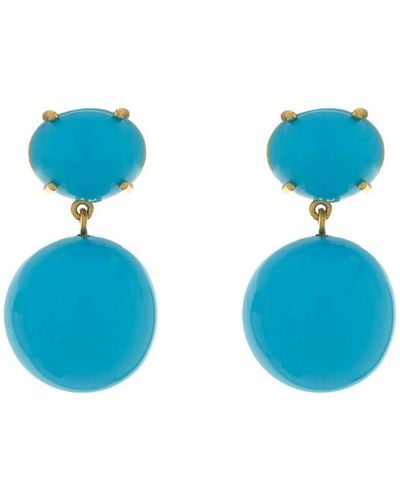 Irene Neuwirth 18kt Yellow Gold Kingman Turquoise Drop Earrings - Blue
