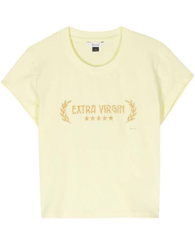 Eytys T-shirt à slogan brodé - Jaune