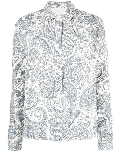 Etro Paisley-print Quilted Jacket - Gray
