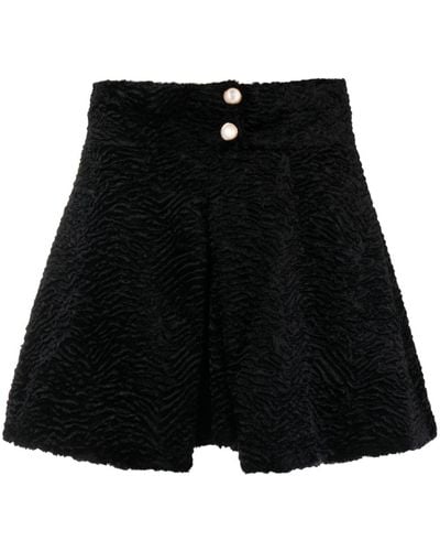 Casablancabrand Box-pleat Detail Jacquard Velvet Miniskirt - Black
