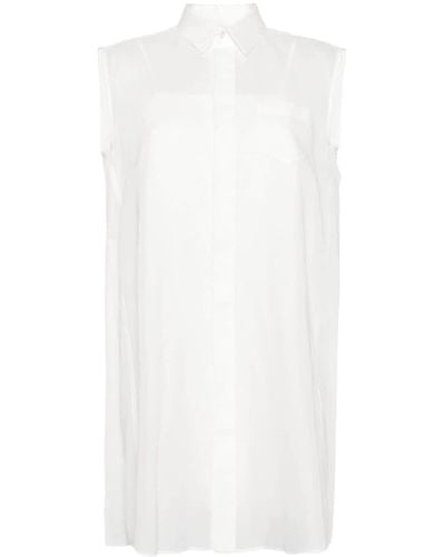 Sacai Robe-chemise à détails plissés - Blanc