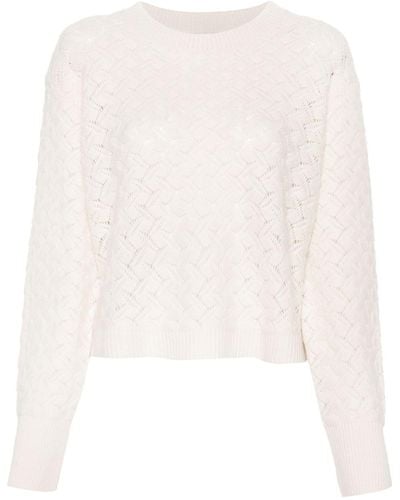 Allude Open-knit Embroidered Jumper - White