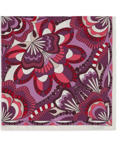 Lancel Floral-print Silk Scarf - Purple