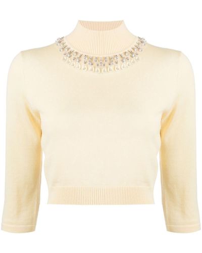 Zimmermann Matchmaker Crystal Cropped Sweater - Yellow