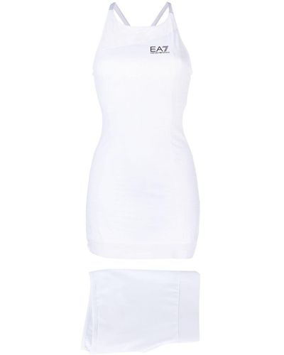 EA7 Robe de tennis à logo imprimé - Blanc