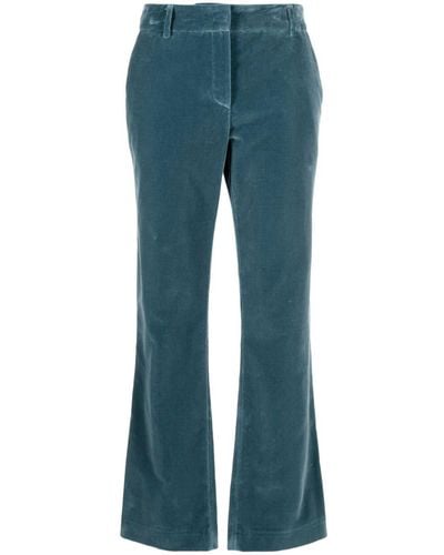 La DoubleJ Velvet-finish Cotton Cropped Trousers - Blauw